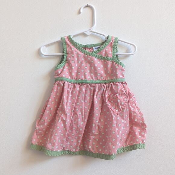Vtg Y2K Genuine Baby Oshkosh Dress Girls Sz 6m Pink Polka Dot - Picture 1 of 4